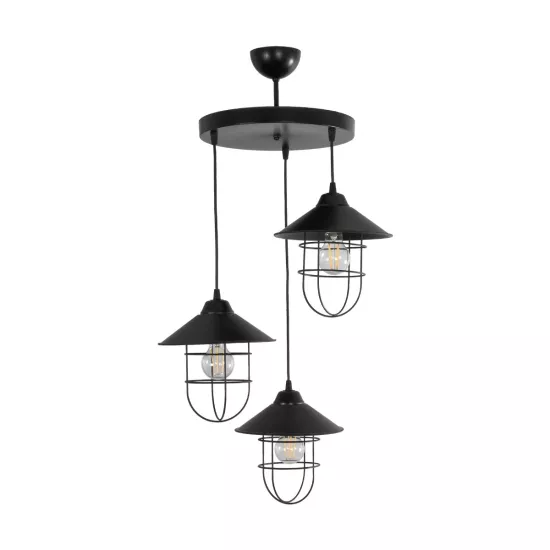 CAGE 203-0097 Vintage Κρεμαστό Φωτιστικό Καμπάνα Τρίφωτο 3 x E27 IP20 Μαύρο Μέταλλο - Μ30 x Π30 x Υ80cm CAGE 203-0097 Vintage Κρεμαστό Φωτιστικό Καμπάνα Τρίφωτο 3 x E27 IP20 Μαύρο Μέταλλο - Μ30 x Π30 x Υ80cm