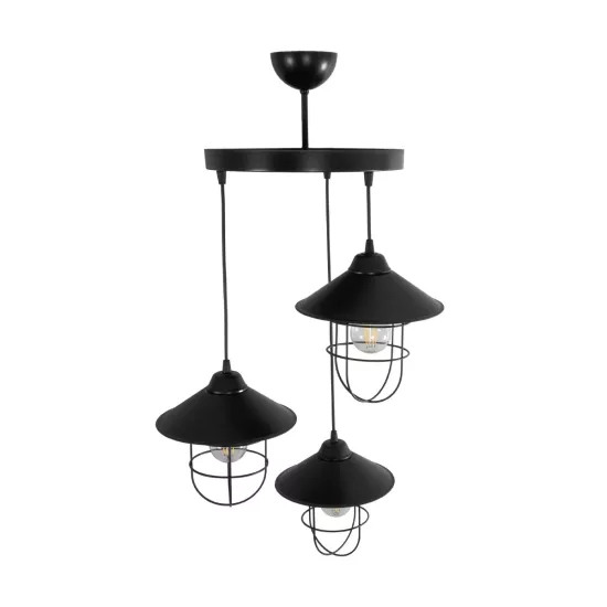 CAGE 203-0097 Vintage Κρεμαστό Φωτιστικό Καμπάνα Τρίφωτο 3 x E27 IP20 Μαύρο Μέταλλο - Μ30 x Π30 x Υ80cm CAGE 203-0097 Vintage Κρεμαστό Φωτιστικό Καμπάνα Τρίφωτο 3 x E27 IP20 Μαύρο Μέταλλο - Μ30 x Π30 x Υ80cm