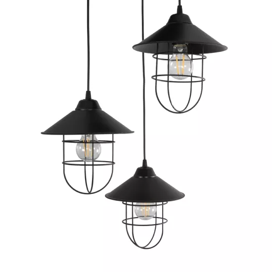 CAGE 203-0097 Vintage Κρεμαστό Φωτιστικό Καμπάνα Τρίφωτο 3 x E27 IP20 Μαύρο Μέταλλο - Μ30 x Π30 x Υ80cm CAGE 203-0097 Vintage Κρεμαστό Φωτιστικό Καμπάνα Τρίφωτο 3 x E27 IP20 Μαύρο Μέταλλο - Μ30 x Π30 x Υ80cm