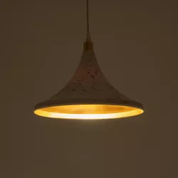 MARBLE 203-0098 Μοντέρνο Κρεμαστό Φωτιστικό Οροφής με Ντουί 1 x E27 AC 220-240V IP20 - Λεύκο & Χρυσό - Μ30 x Π30 x Υ20cm