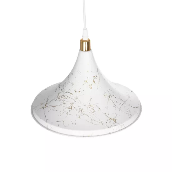 MARBLE 203-0098 Μοντέρνο Κρεμαστό Φωτιστικό Οροφής με Ντουί 1 x E27 AC 220-240V IP20 - Λεύκο & Χρυσό - Μ30 x Π30 x Υ20cm