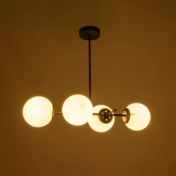 GLOBUS 203-0104 Μοντέρνο Φωτιστικό Οροφής με Ντουί 4 x E27 AC 220-240V IP20 - Λευκό & Μαύρο - Μ70 x Π34 x Υ15cm