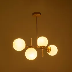 GLOBUS 203-0105 Μοντέρνο Φωτιστικό Οροφής με Ντουί 4 x E27 AC 220-240V IP20 - Λευκό & Χρυσό - Μ70 x Π15 x Υ34cm