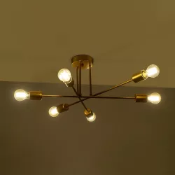 SPIDI 203-0114 Μοντέρνο Φωτιστικό Οροφής με Ντουί 6 x E27 AC 220-240V IP20 - Χρυσό - Μ61 x Π61 x Υ25cm