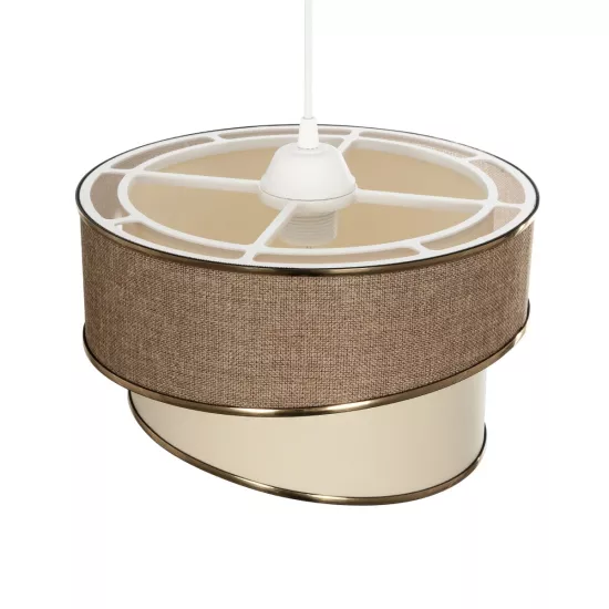 SONIA 203-0121 Μοντέρνο Κρεμαστό Φωτιστικό Οροφής με Ντουί 1 x E27 AC 220-240V IP20 - Μπεζ & Χρυσό - Μ30 x Π30 x Υ24cm