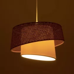 ALINA 203-0129 Μοντέρνο Κρεμαστό Φωτιστικό Οροφής με Ντουί 1 x E27 AC 220-240V IP20 - Καφέ & Μπεζ - Μ30 x Π30 x Υ20cm