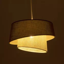 ALINA 203-0131 Μοντέρνο Κρεμαστό Φωτιστικό Οροφής με Ντουί 1 x E27 AC 220-240V IP20 - Μαύρο & Μπεζ - Μ30 x Π30 x Υ20cm