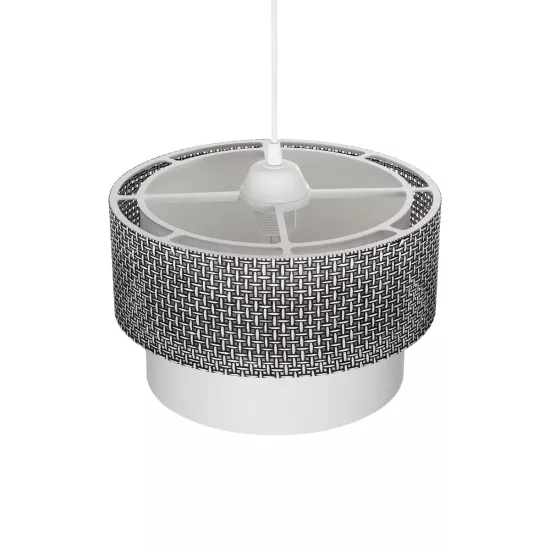 SISSIE 203-0139 Μοντέρνο Κρεμαστό Φωτιστικό Καπέλο Μονόφωτο 1 x E27 IP20 Μαύρο & Λευκό Ύφασμα - Μ30 x Π30 x Υ23cm