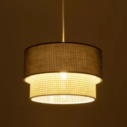 SISSIE 203-0140 Μοντέρνο Κρεμαστό Φωτιστικό Οροφής με Ντουί 1 x E27 AC 220-240V IP20 - Μαύρο & Μπεζ - Μ30 x Π30 x Υ23cm