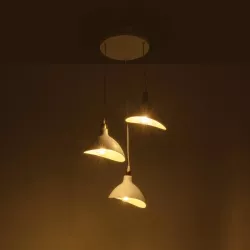 RIVE 203-0142 Μοντέρνο Κρεμαστό Φωτιστικό Οροφής με Ντουί 3 x E27 AC 220-240V IP20 - Λευκό & Χρυσό - Μ40 x Π40 x Υ65cm