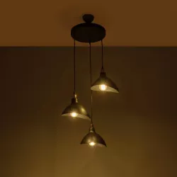 RIVE 203-0144 Μοντέρνο Κρεμαστό Φωτιστικό Οροφής με Ντουί 3 x E27 AC 220-240V IP20 - Μάυρο & Χάλκινο - Μ40 x Π40 x Υ65cm