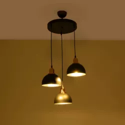 ΗUT 203-0146 Μοντέρνο Κρεμαστό Φωτιστικό Οροφής με Ντουί 3 x E27 AC 220-240V IP20 - Μάυρο & Χάλκινο - Μ40 x Π40 x Υ40cm