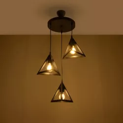 TRIANGLE 203-0160 Μοντέρνο Κρεμαστό Φωτιστικό Οροφής με Ντουί 3 x E27 AC 220-240V IP20 - Μάυρο - Μ67 x Π67 x Υ50cm