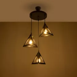 TRIANGLE 203-0162 Μοντέρνο Κρεμαστό Φωτιστικό Οροφής με Ντουί 3 x E27 AC 220-240V IP20 - Μάυρο & Χάλκινο - Μ67 x Π67 x Υ50cm