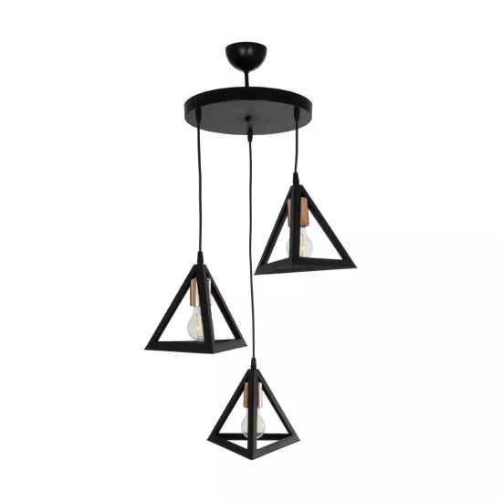 TRIANGLE 203-0162 Μοντέρνο Κρεμαστό Φωτιστικό Οροφής με Ντουί 3 x E27 AC 220-240V IP20 - Μάυρο & Χάλκινο - Μ67 x Π67 x Υ50cm