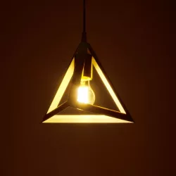 TRIANGLE 203-0165 Μοντέρνο Κρεμαστό Φωτιστικό Οροφής με Ντουί 1 x E27 AC 220-240V IP20 - Λευκό & Χάλκινο - Μ24 x Π24 x Υ22cm