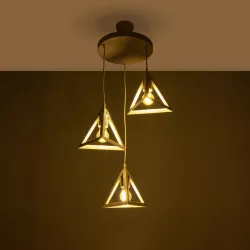 TRIANGLE 203-0166 Μοντέρνο Κρεμαστό Φωτιστικό Οροφής με Ντουί 3 x E27 AC 220-240V IP20 - Λευκό & Χρυσό - Μ67 x Π67 x Υ50cm