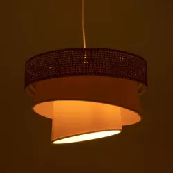 SIERA 203-0169 Μοντέρνο Κρεμαστό Φωτιστικό Οροφής με Ντουί 1 x E27 AC 220-240V IP20 - Καφέ & Μπεζ - Μ38 x Π38 x Υ26cm