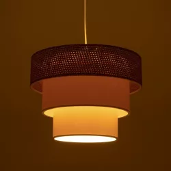 LEVEL 203-0172 Μοντέρνο Κρεμαστό Φωτιστικό Οροφής με Ντουί 1 x E27 AC 220-240V IP20 - Καφέ & Μπεζ - Μ38 x Π38 x Υ30cm