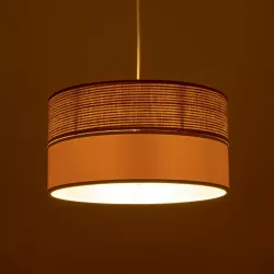 LIVA 203-0173 Μοντέρνο Κρεμαστό Φωτιστικό Οροφής με Ντουί 1 x E27 AC 220-240V IP20 - Καφέ & Μπεζ - Μ38 x Π38 x Υ20cm