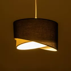 LILI 203-0176 Μοντέρνο Κρεμαστό Φωτιστικό Οροφής με Ντουί 1 x E27 AC 220-240V IP20 - Μαύρο & Λευκό - Μ30 x Π30 x Υ22cm