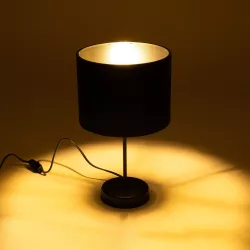 WIZ 203-0178 Μοντέρνο Επιτραπέζιο Φωτιστικό Πορτατίφ Μονόφωτο 1 x E27 IP20 Μαύρο Μέταλλο με Μαύρο Ύφασμα - Μ22 x Π22 x Υ36.5cm