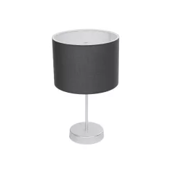 WIZ 203-0179 Μοντέρνο Επιτραπέζιο Φωτιστικό Πορτατίφ Μονόφωτο 1 x E27 IP20 Ασημί Μέταλλο με Γκρι Ύφασμα - Μ22 x Π22 x Υ36.5cm