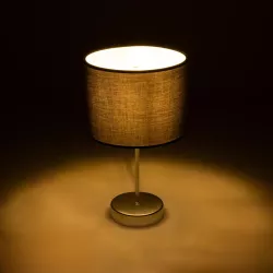 WIZ 203-0179 Μοντέρνο Επιτραπέζιο Φωτιστικό Πορτατίφ Μονόφωτο 1 x E27 IP20 Ασημί Μέταλλο με Γκρι Ύφασμα - Μ22 x Π22 x Υ36.5cm