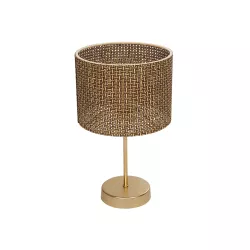 WIZ 203-0181 Μοντέρνο Επιτραπέζιο Φωτιστικό Πορτατίφ Μονόφωτο 1 x E27 IP20 Χρυσο Μέταλλο με Καφέ & Μπεζ Διάτρητο Ύφασμα - Μ22 x Π22 x Υ36.5cm