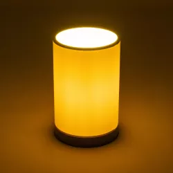 CYLINDER 203-0183 Μοντέρνο Επιτραπέζιο Φωτιστικό Πορτατίφ Μονόφωτο 1 x E27 IP20 Μαύρο Πλαστικό με Μπεζ Υφασμα - Μ14 x Π14 x Υ22cm