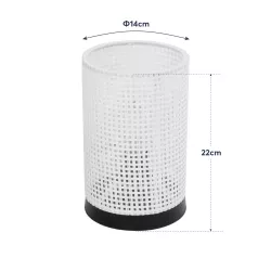 CYLINDER 203-0184 Μοντέρνο Επιτραπέζιο Φωτιστικό Πορτατίφ Μονόφωτο 1 x E27 IP20 Μαύρo Πλαστικό με Λευκό Διάτρητο Υφασμα - Μ14 x Π14 x Υ22cm