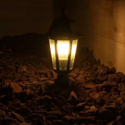 VITRO 203-0193 Vintage Καρφωτό Φωτιστικό Φαναράκι Μονόφωτο 1 x E27 IP44 Μαύρο & Διάφανο Πλαστικό - Μ17 x Π17 x Υ55cm