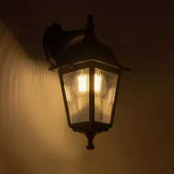 SOLME 203-0211 Vintage Φωτιστικό Τοίχου - Απλίκα με Ντουί 1 x E27 AC 220-240V IP44 - Μαύρο - Μ15 x Π20 x Υ35cm