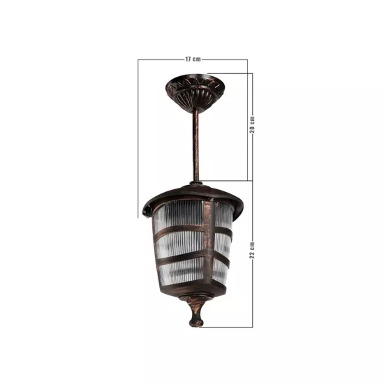 ZARDIN 203-0224 Vintage Κρεμαστό Φωτιστικό Φαναράκι Μονόφωτο 1 x E27 IP44 Χάλκινο Πλαστικό - Μ17 x Π17 x Υ42cm ZARDIN 203-0224 Vintage Κρεμαστό Φωτιστικό Φαναράκι Μονόφωτο 1 x E27 IP44 Χάλκινο Πλαστικό - Μ17 x Π17 x Υ42cm