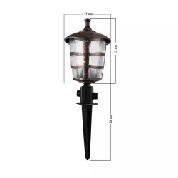 ZARDIN 203-0228 Vintage Καρφωτό Φωτιστικό Φαναράκι Μονόφωτο 1 x E27 IP44 Χάλκινο & Διάφανο Πλαστικό - Μ17 x Π17 x Υ50cm