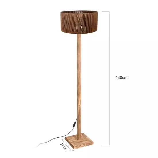 HOLZ 203-0252 Μοντέρνο Επιδαπέδιο Φωτιστικό Μονόφωτο 1 x E27 IP20 Μπέζ Ξύλο - Μ30 x Π30 x Y140cm