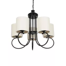 TRITON 203-0253 Vintage Κρεμαστό Φωτιστικό Οροφής με Ντουί 5 x E27 AC 220-240V IP20 - Μαύρο & Μπεζ - Μ50 x Π50 x Υ48cm