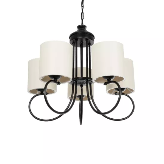 TRITON 203-0253 Vintage Κρεμαστό Φωτιστικό Οροφής με Ντουί 5 x E27 AC 220-240V IP20 - Μαύρο & Μπεζ - Μ50 x Π50 x Υ48cm