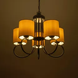 TRITON 203-0253 Vintage Κρεμαστό Φωτιστικό Οροφής με Ντουί 5 x E27 AC 220-240V IP20 - Μαύρο & Μπεζ - Μ50 x Π50 x Υ48cm