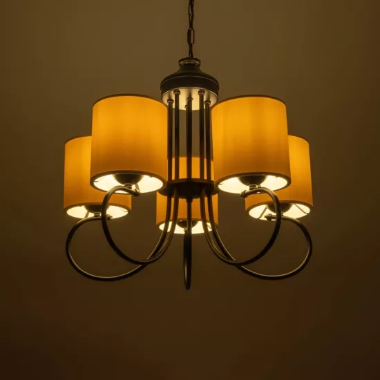 TRITON 203-0253 Vintage Κρεμαστό Φωτιστικό Οροφής με Ντουί 5 x E27 AC 220-240V IP20 - Μαύρο & Μπεζ - Μ50 x Π50 x Υ48cm