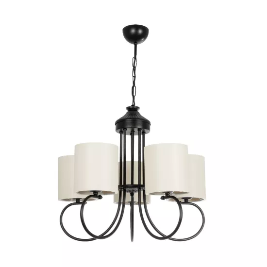 TRITON 203-0253 Vintage Κρεμαστό Φωτιστικό Οροφής με Ντουί 5 x E27 AC 220-240V IP20 - Μαύρο & Μπεζ - Μ50 x Π50 x Υ48cm