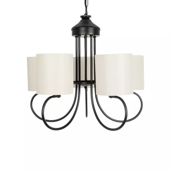 TRITON 203-0253 Vintage Κρεμαστό Φωτιστικό Οροφής με Ντουί 5 x E27 AC 220-240V IP20 - Μαύρο & Μπεζ - Μ50 x Π50 x Υ48cm