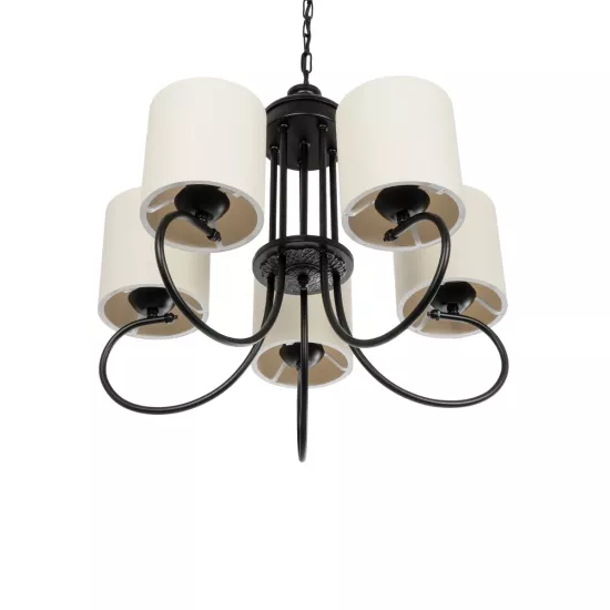 TRITON 203-0253 Vintage Κρεμαστό Φωτιστικό Οροφής με Ντουί 5 x E27 AC 220-240V IP20 - Μαύρο & Μπεζ - Μ50 x Π50 x Υ48cm