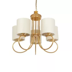 TRITON 203-0254 Vintage Κρεμαστό Φωτιστικό Οροφής με Ντουί 5 x E27 AC 220-240V IP20 - Χρυσό & Μπεζ - Μ50 x Π50 x Υ48cm
