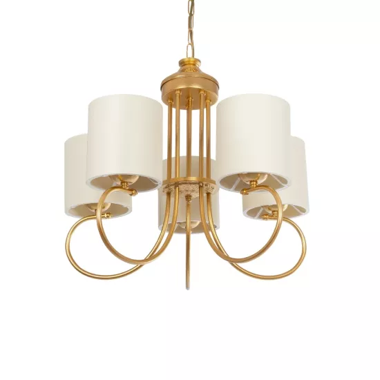 TRITON 203-0254 Vintage Κρεμαστό Φωτιστικό Οροφής με Ντουί 5 x E27 AC 220-240V IP20 - Χρυσό & Μπεζ - Μ50 x Π50 x Υ48cm