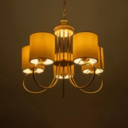 TRITON 203-0254 Vintage Κρεμαστό Φωτιστικό Οροφής με Ντουί 5 x E27 AC 220-240V IP20 - Χρυσό & Μπεζ - Μ50 x Π50 x Υ48cm