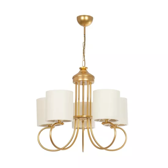 TRITON 203-0254 Vintage Κρεμαστό Φωτιστικό Οροφής με Ντουί 5 x E27 AC 220-240V IP20 - Χρυσό & Μπεζ - Μ50 x Π50 x Υ48cm