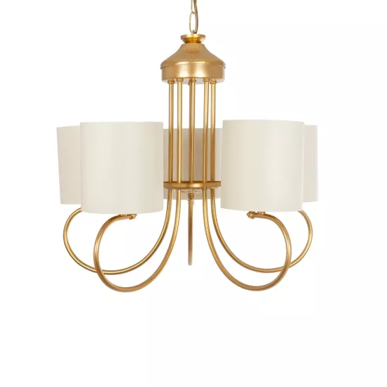 TRITON 203-0254 Vintage Κρεμαστό Φωτιστικό Οροφής με Ντουί 5 x E27 AC 220-240V IP20 - Χρυσό & Μπεζ - Μ50 x Π50 x Υ48cm