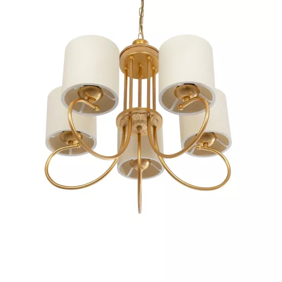 TRITON 203-0254 Vintage Κρεμαστό Φωτιστικό Οροφής με Ντουί 5 x E27 AC 220-240V IP20 - Χρυσό & Μπεζ - Μ50 x Π50 x Υ48cm