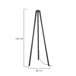 TRIPOD 203-0258 Μοντέρνο Επιδαπέδιο Φωτιστικό με Ντουί 1 x E27 AC 220-240V IP20 - Μαύρο - Μ38 x Π38 x Υ120cm